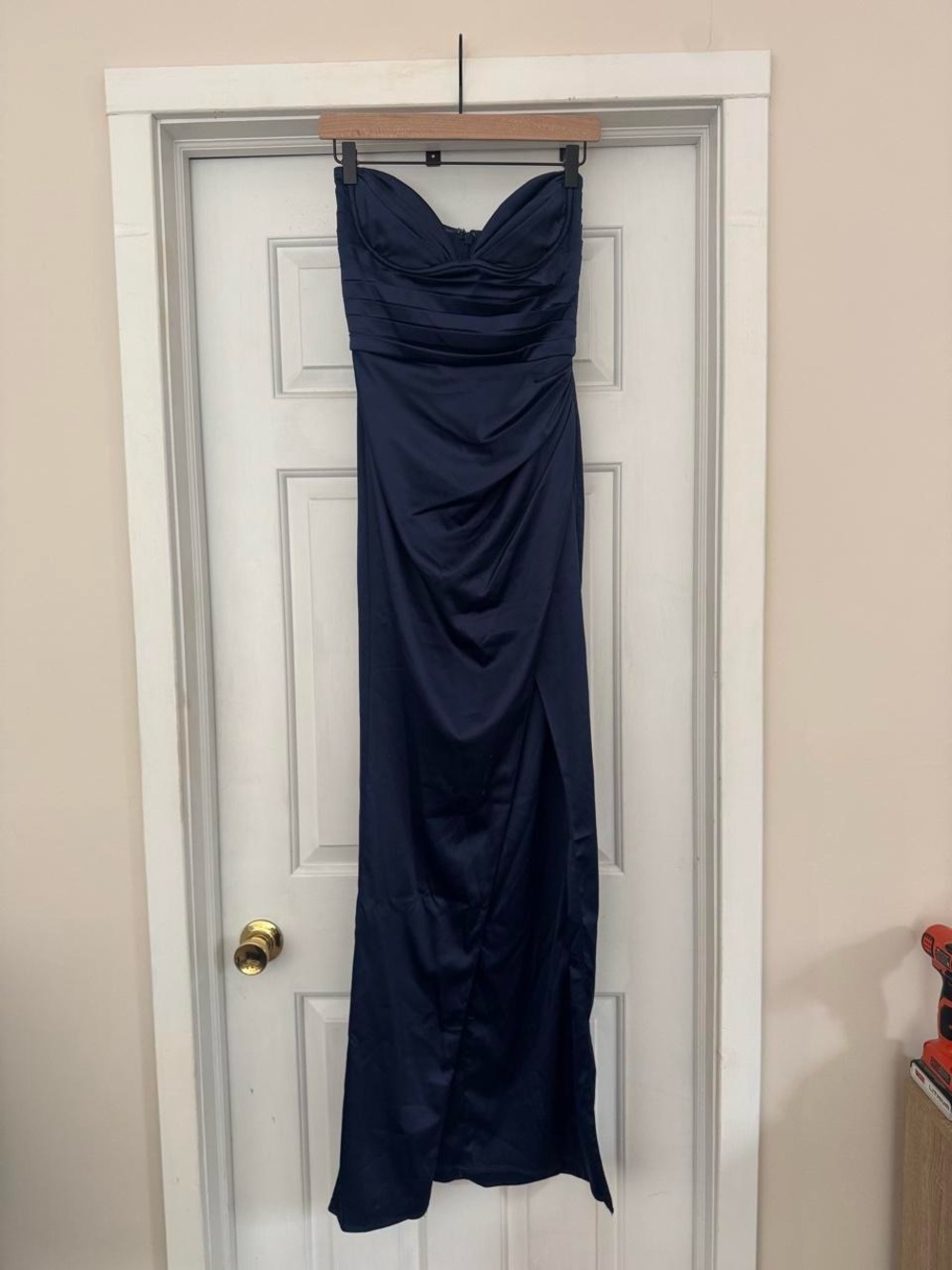 Babyboo Strapless Navy Blue Evening Gown